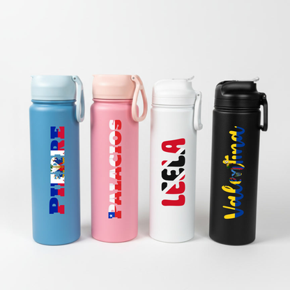 Custom Name & Flag Water Bottle – 24oz