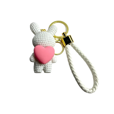 Lovely Cartoon Rabbit Heart Keychain